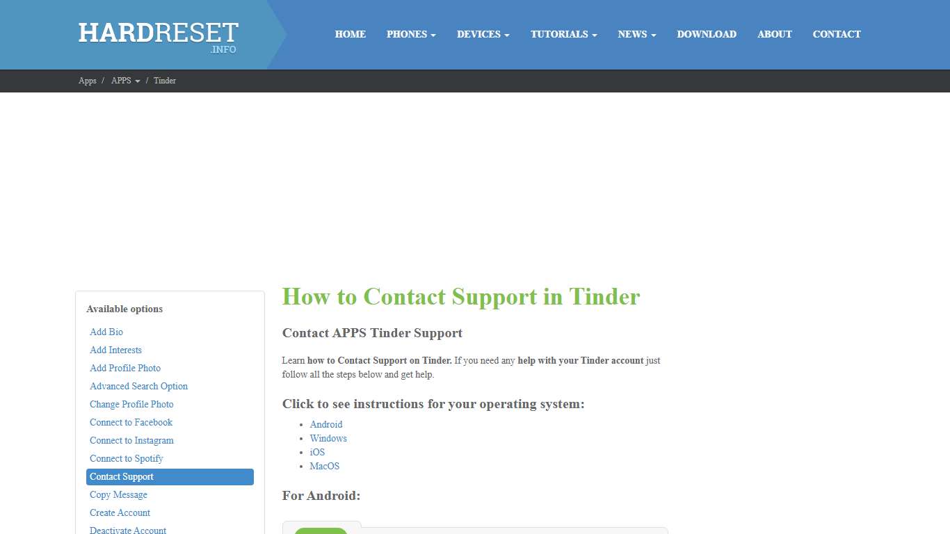 How to Contact Support in Tinder - HardReset.info