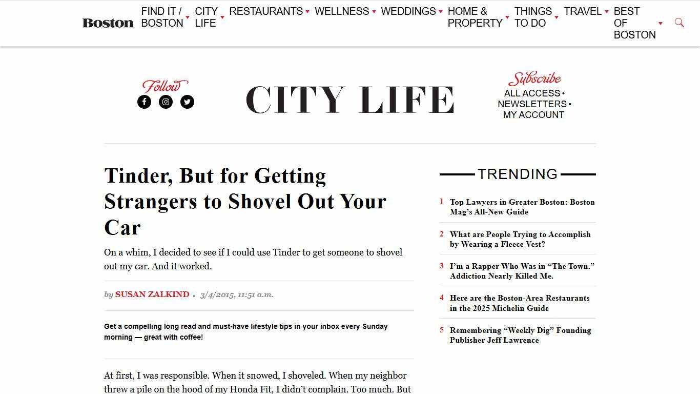 Tinder, But for Getting Strangers to Shovel Out Your Car